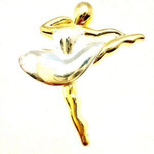 Vintage Silver Ballerina Brooch. 2-tone Sterling Silver 925 Stamped